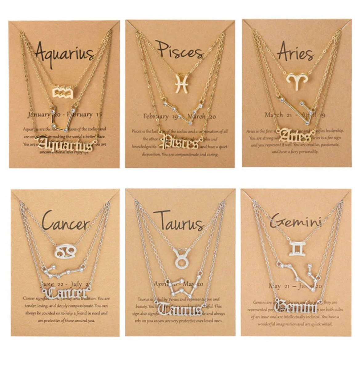 Zodiac necklace 3pcs
